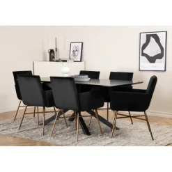 Piazza t Spisebordssæt - Sort og Kobber