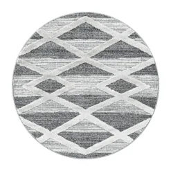 Pisa Rund Shaggy tæppe Geometrisk - Grå