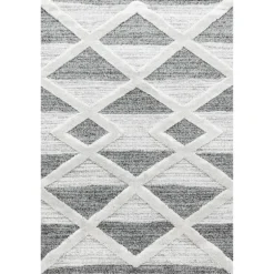 Pisa Shaggy tæppe Geometrisk - Grå