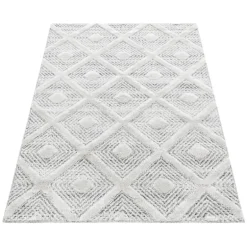 Pisa Shaggy Tæppeløber Geometrisk - Grå