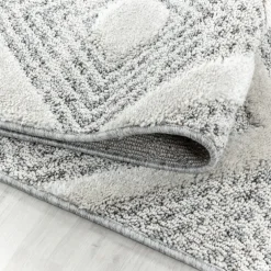 Pisa Shaggy Tæppeløber Geometrisk - Grå