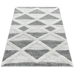 Pisa Shaggy Tæppeløber Geometrisk - Grå
