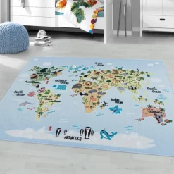 Play Børnetæppe Weltkarte mit - Blå