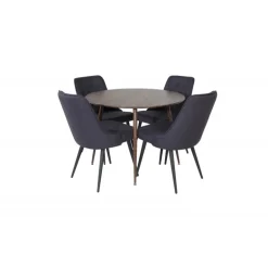 Plaza Rund Spisebordssæt - Sort og Natur