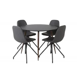 Plaza Rund Spisestuesæt - Sort og Natur