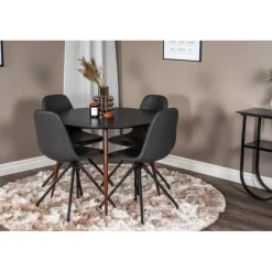 Plaza Rund Spisestuesæt - Sort og Natur