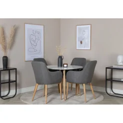 Plaza Rundt spisebord Ø100 cm - Natur og Hvid