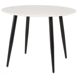 Plaza Rundt spisebord Ø100cm - Hvid med sorte ben