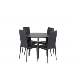 Plaza Rundt Spisebordssæt - Sort og Natur