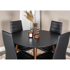 Plaza Rundt Spisebordssæt - Sort og Natur