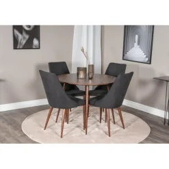 Plaza Rundt Spisebordssæt - Sort og Natur