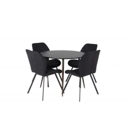 Plaza Rundt Spisebordssæt - Sort og Natur