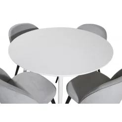 Plaza Rundt Spisebordssæt - Sort, Lysegrå og Hvid