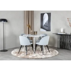 Plaza Rundt Spisebordssæt - Sort, Lysegrå og Hvid