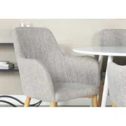 Plaza Rundt Spisebordssæt - Lysegrå, Natur og Hvid