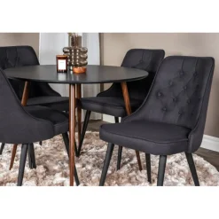 Plaza Rundt Spisebordssæt - Sort og Natur