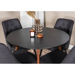 Plaza Rundt Spisebordssæt - Sort og Natur