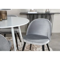 Plaza Rundt Spisebordssæt - Sort, Lysegrå og Hvid