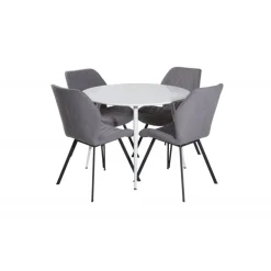 Plaza Rundt Spisebordssæt - Sort Grå og Hvid