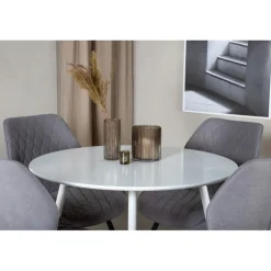 Plaza Rundt Spisebordssæt - Sort Grå og Hvid