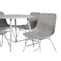 Plaza Rundt Spisebordssæt - Natur og Hvid