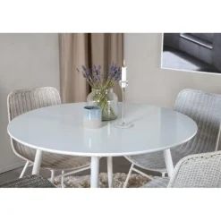 Plaza Rundt Spisebordssæt - Natur og Hvid