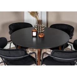 Plaza Rundt Spisebordssæt - Sort og Natur