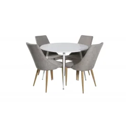 Plaza Rundt Spisebordssæt - Lysegrå, Natur og Hvid