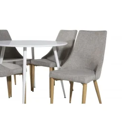 Plaza Rundt Spisebordssæt - Lysegrå, Natur og Hvid