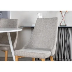 Plaza Rundt Spisebordssæt - Lysegrå, Natur og Hvid