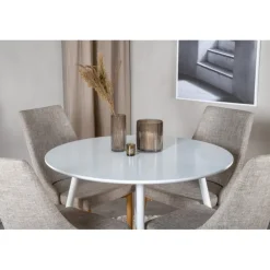 Plaza Rundt Spisebordssæt - Lysegrå, Natur og Hvid