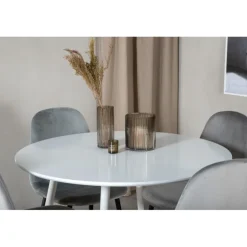 Plaza Rundt Spisebordssæt - Sort, Lysegrå og Hvid