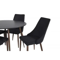 Plaza Rundt Spisebordssæt - Sort og Natur