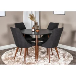 Plaza Rundt Spisebordssæt - Sort og Natur