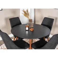 Plaza Rundt Spisebordssæt - Sort og Natur