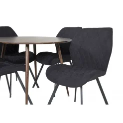 Plaza Rundt Spisebordssæt - Sort og Natur