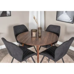 Plaza Rundt Spisebordssæt - Sort og Natur