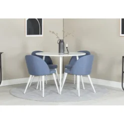Plaza Rundt Spisebordssæt - Blå og Hvid
