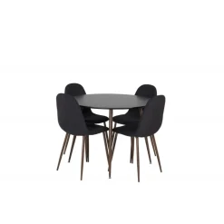 Plaza Rundt Spisebordssæt - Sort og Natur