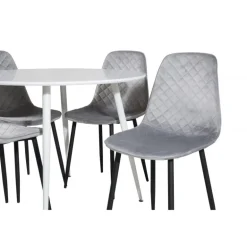 Plaza Rundt Spisebordssæt - Sort Grå og Hvid