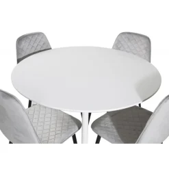 Plaza Rundt Spisebordssæt - Sort Grå og Hvid