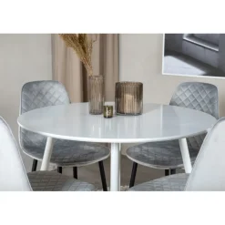 Plaza Rundt Spisebordssæt - Sort Grå og Hvid