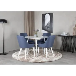 Plaza Rundt Spisebordssæt - Blå og Hvid