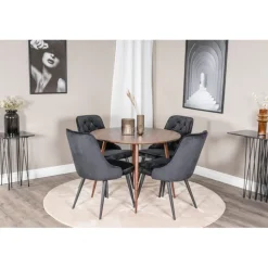 Plaza Rundt Spisebordssæt - Sort og Natur