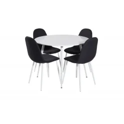 Plaza Rundt Spisebordssæt - Sort og Hvid