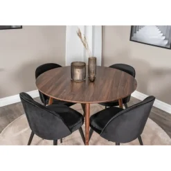 Plaza Rundt Spisebordssæt - Sort og Natur