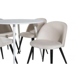 Plaza Rundt Spisebordssæt - Beige, Sort og Hvid