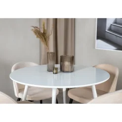 Plaza Rundt Spisebordssæt - Beige, Sort og Hvid