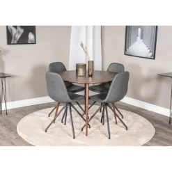 Plaza Rundt Spisestue Sæt - Sort og Natur