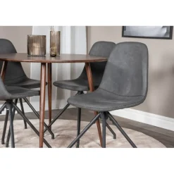 Plaza Rundt Spisestue Sæt - Sort og Natur